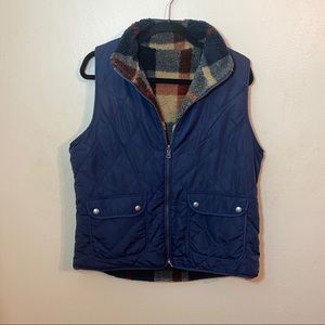 Thread&Supply Navy Plaid Reversible Vest Size L
